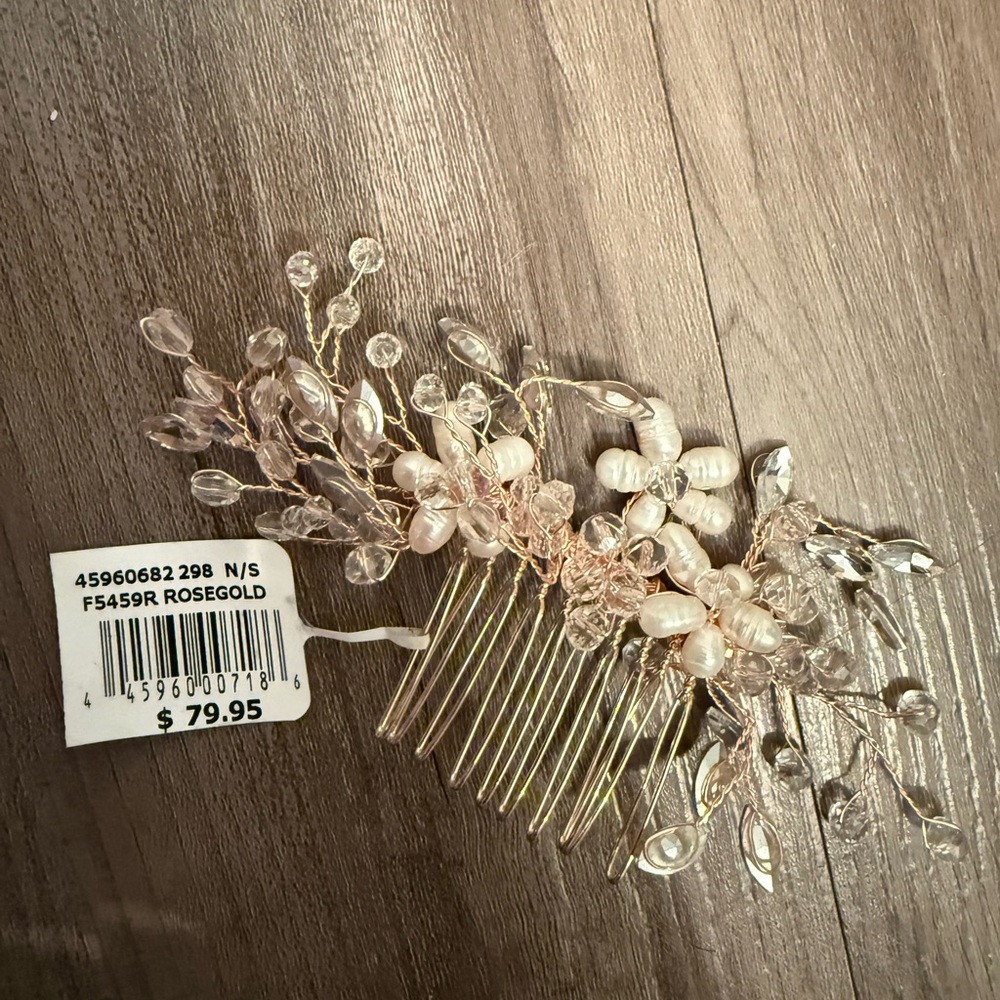 David's Bridal Rose Gold Crystal Hair Comb